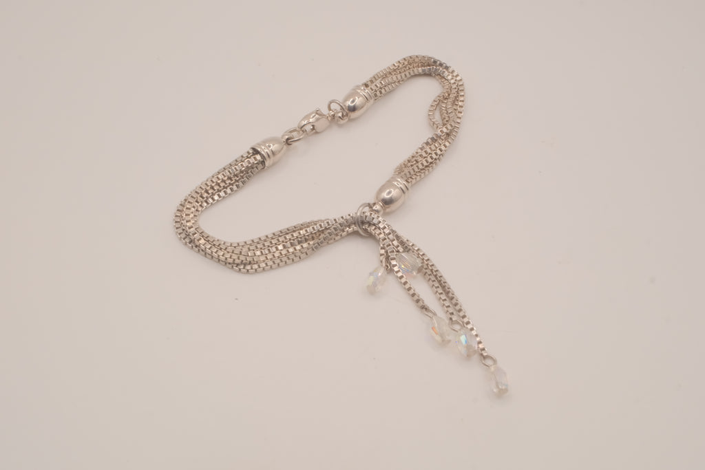 Vintage multi-strand silver slide lariat bracelet