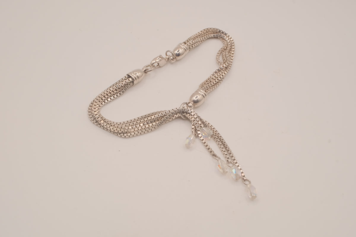 Vintage multi-strand silver slide lariat bracelet