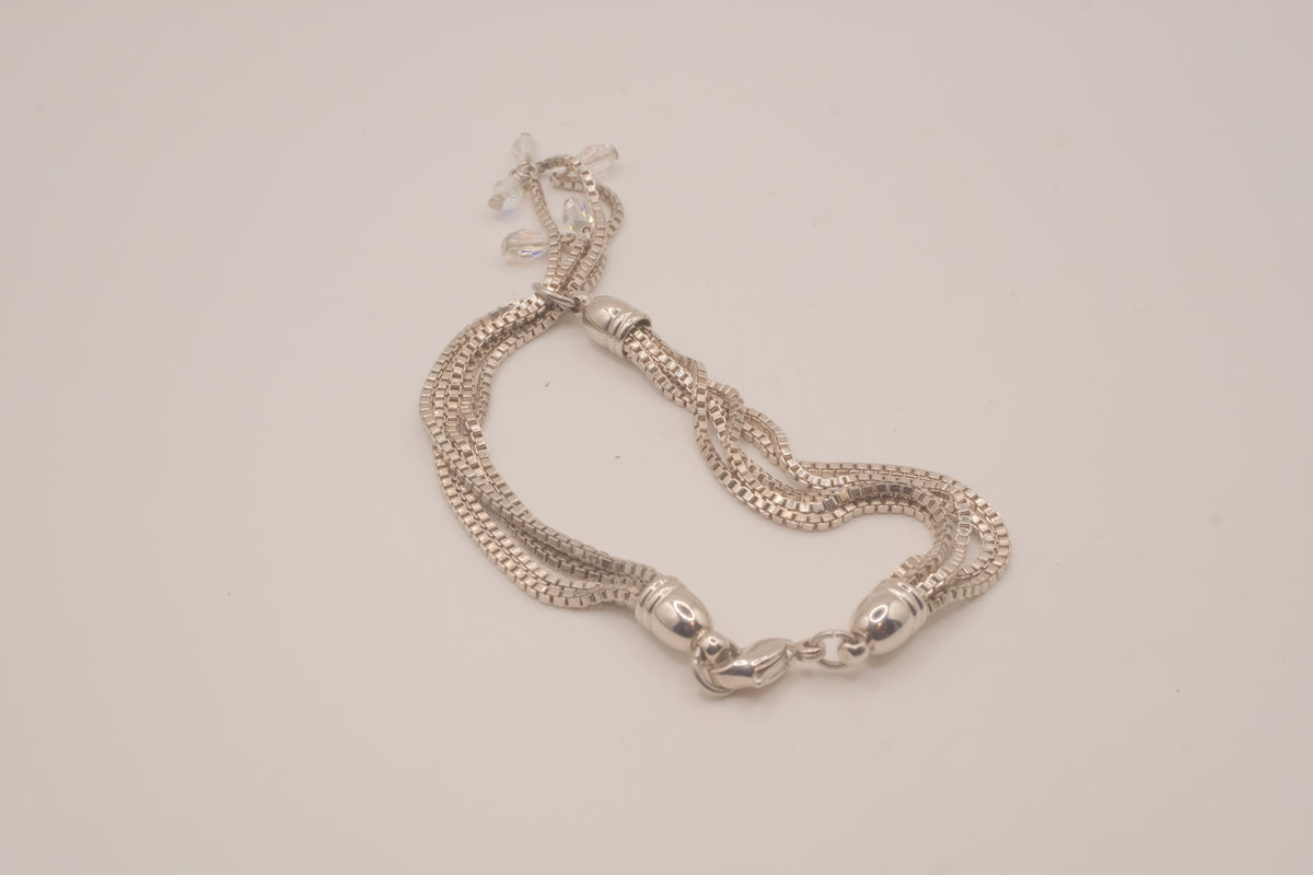 Vintage multi-strand silver slide lariat bracelet