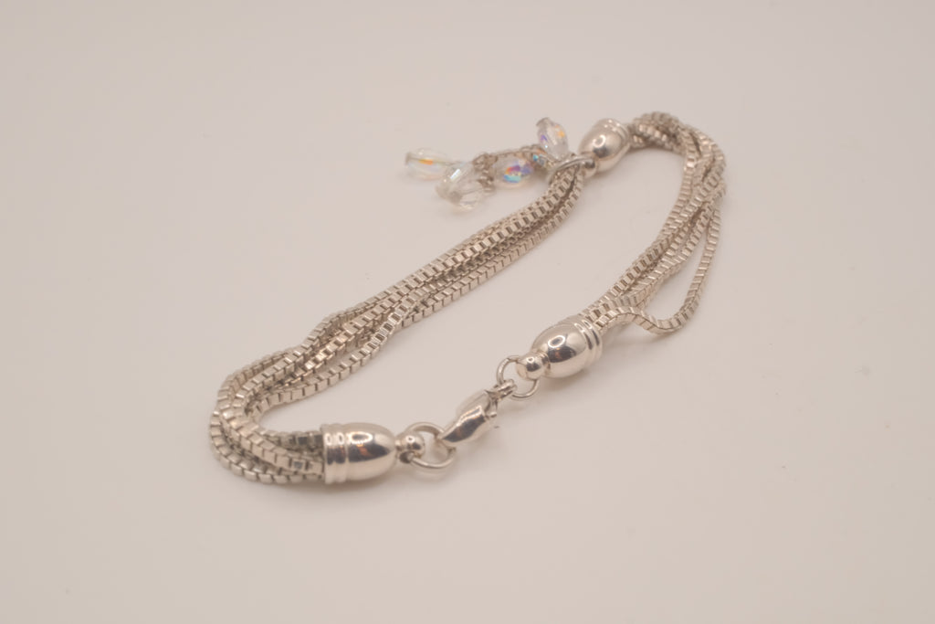 Vintage multi-strand silver slide lariat bracelet