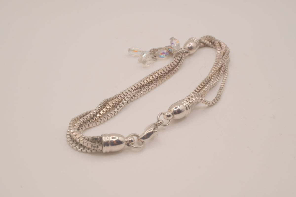 Vintage multi-strand silver slide lariat bracelet