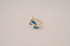 Sterling silver blue opal inlays ring
