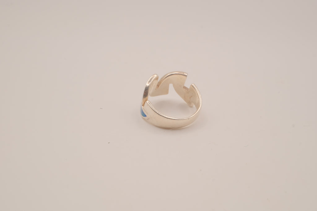 Sterling silver blue opal inlays ring