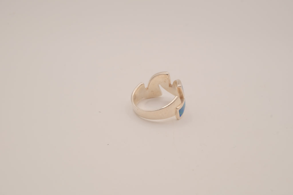 Sterling silver blue opal inlays ring