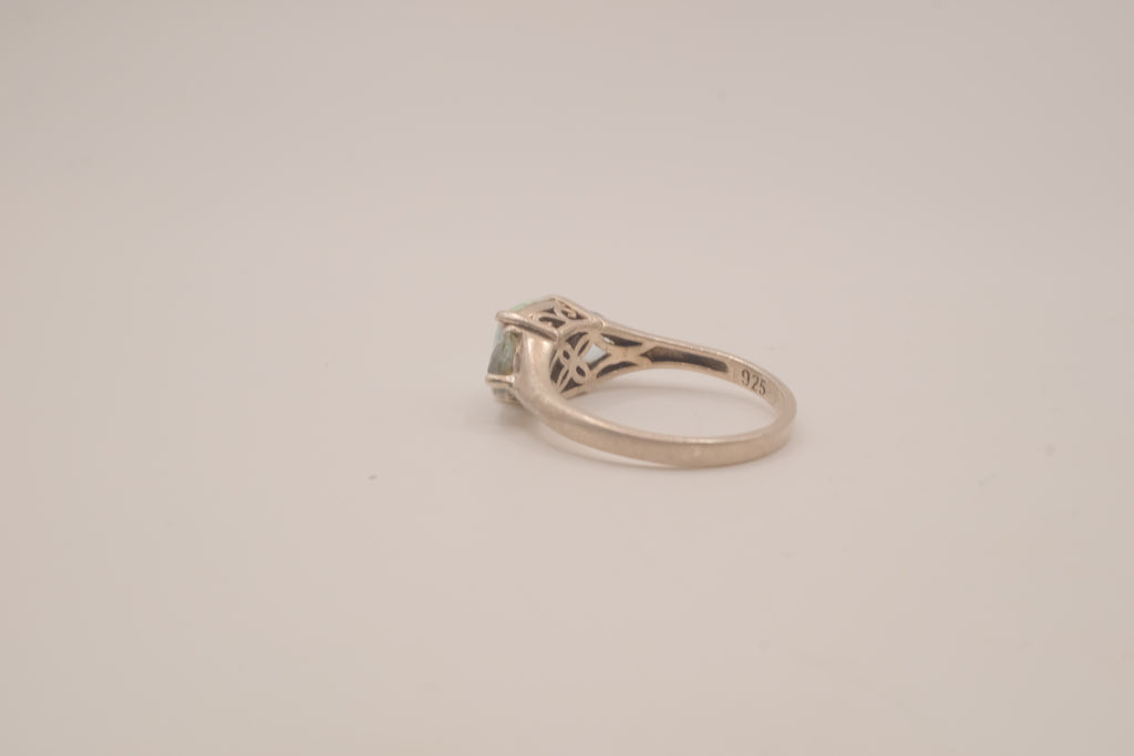 Sterling silver Opal &amp; Montana Sapphire Three-Stone Ring