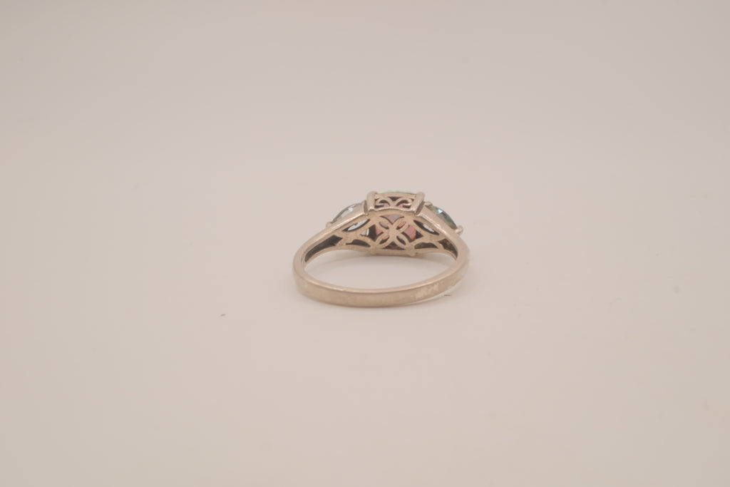 Sterling silver Opal &amp; Montana Sapphire Three-Stone Ring