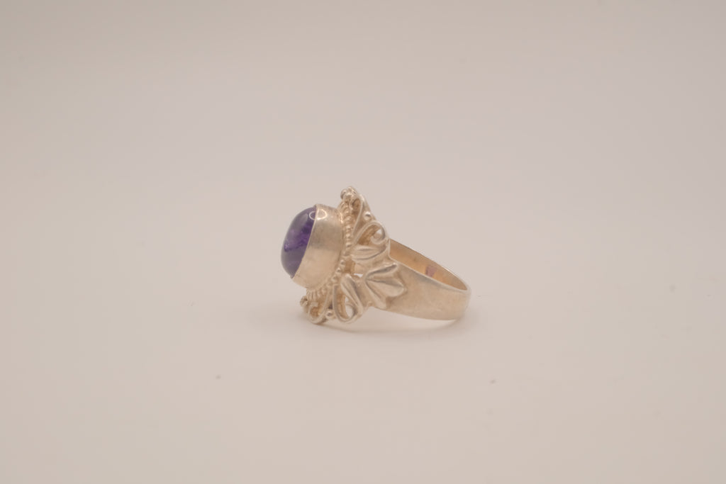 Vintage Sterling silver Amethyst Filigree Ring