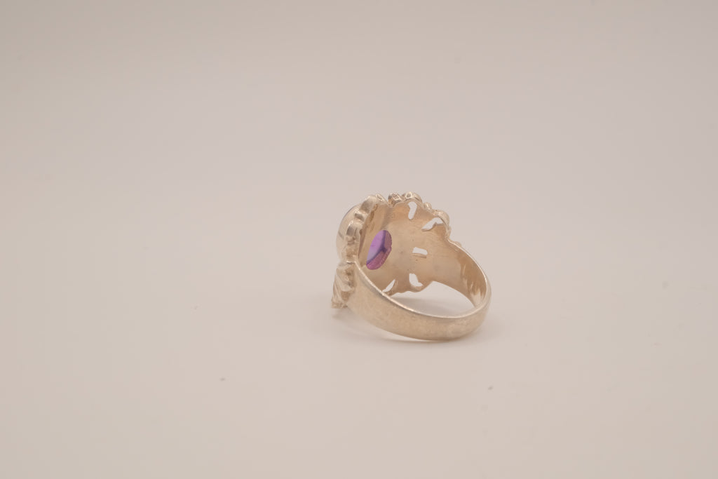 Vintage Sterling silver Amethyst Filigree Ring