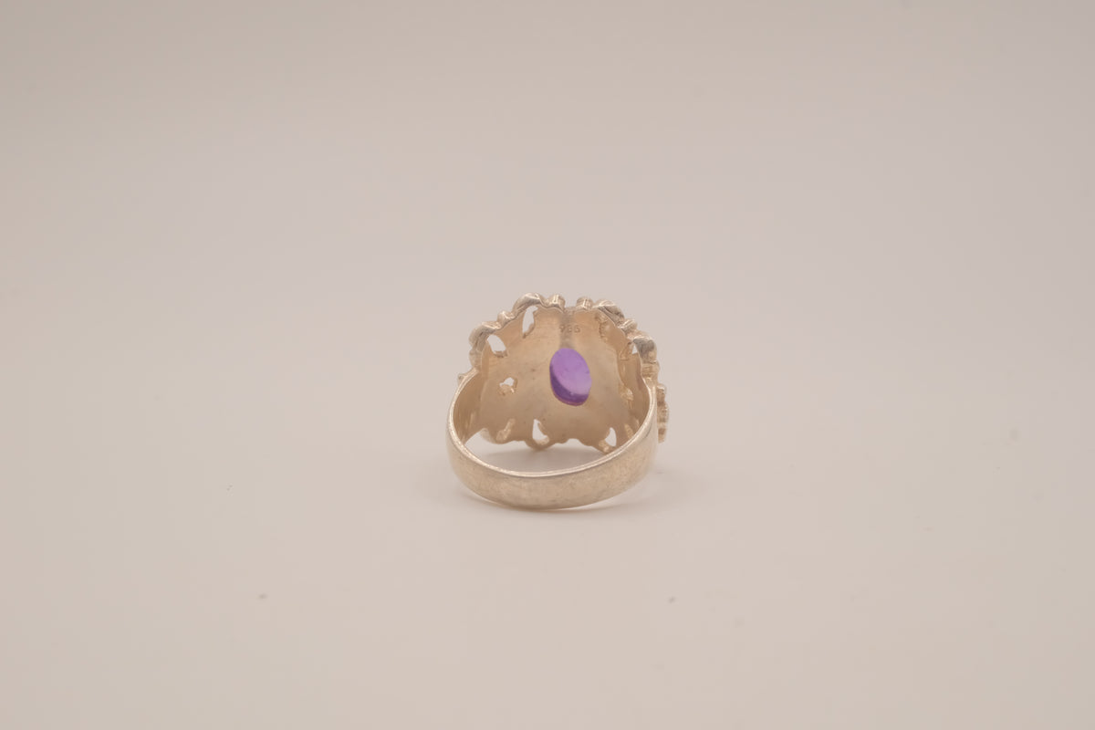 Vintage Sterling silver Amethyst Filigree Ring