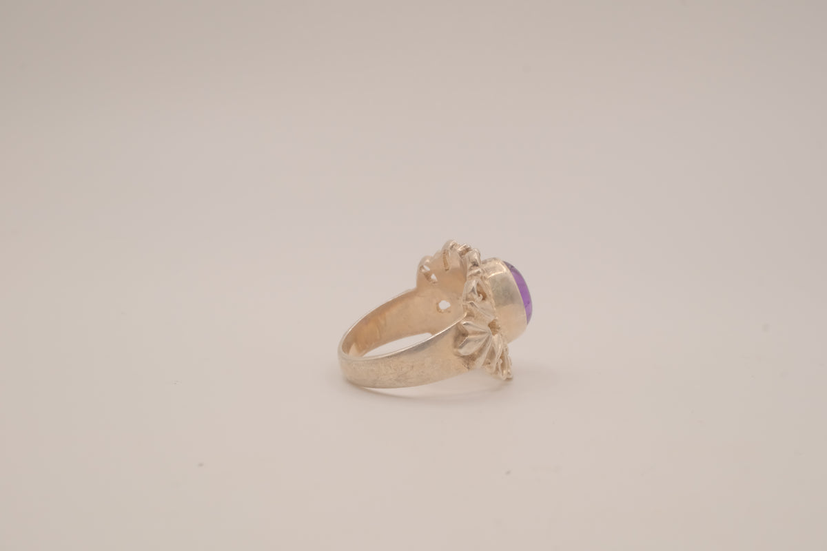 Vintage Sterling silver Amethyst Filigree Ring