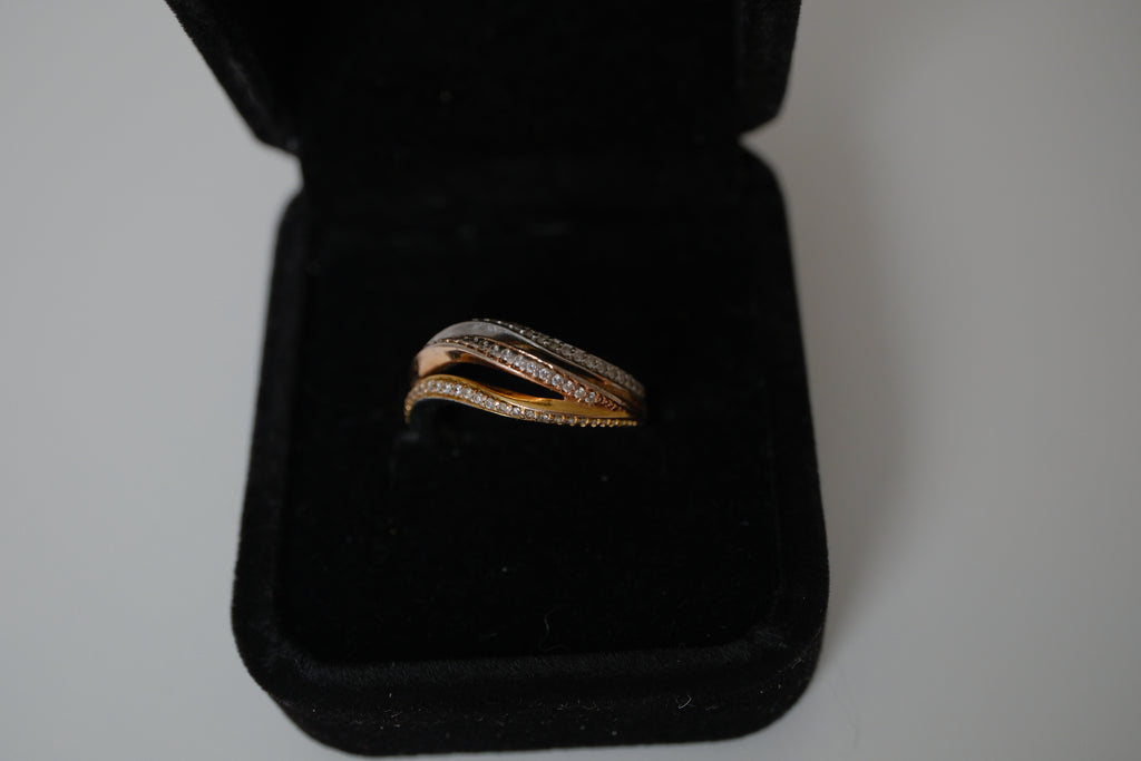 Sterling silver 3 tone crossover ring