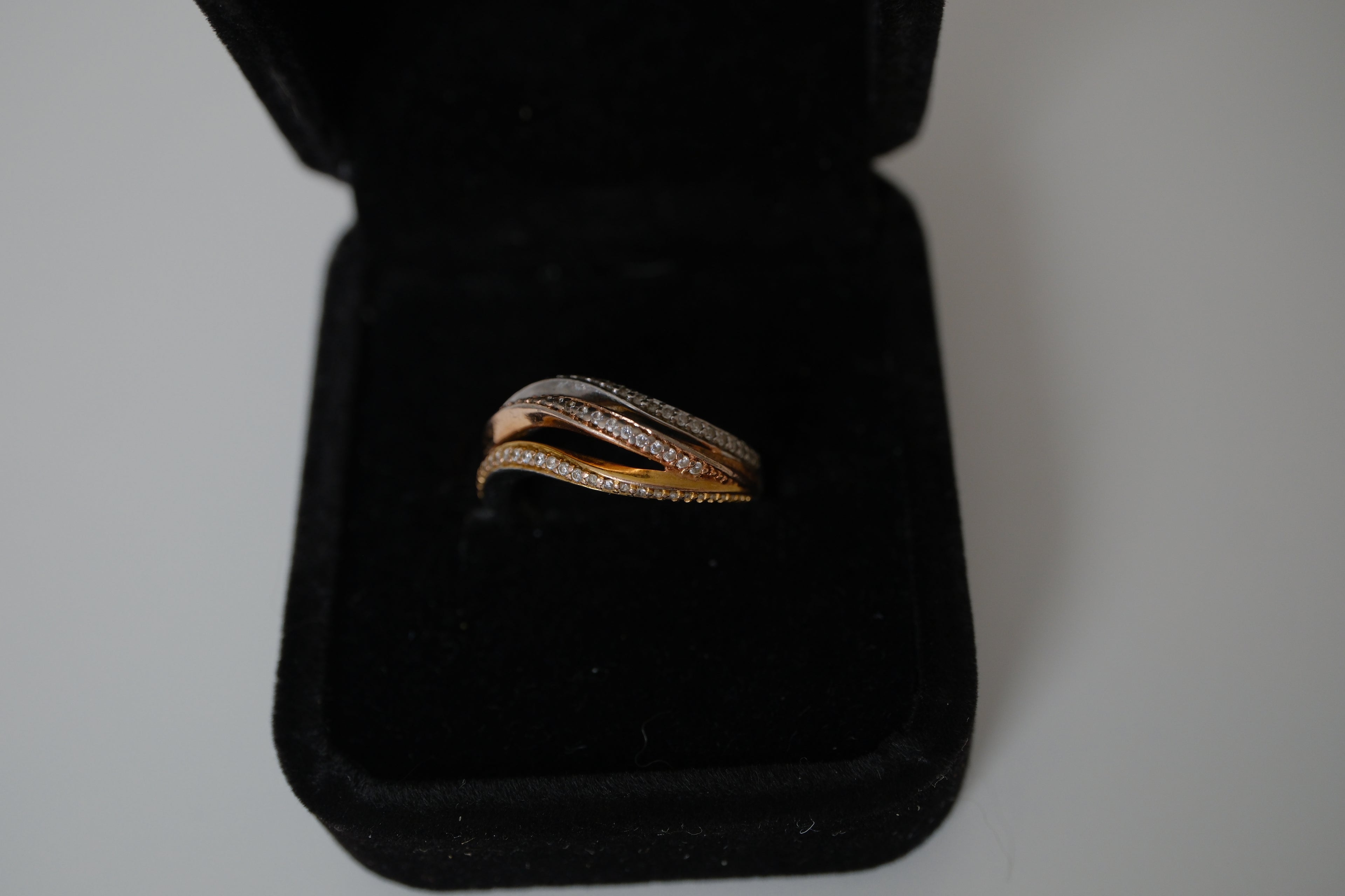 Sterling silver 3 tone crossover ring
