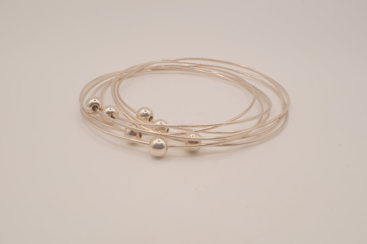 Sterling silver interlocking stack bangle