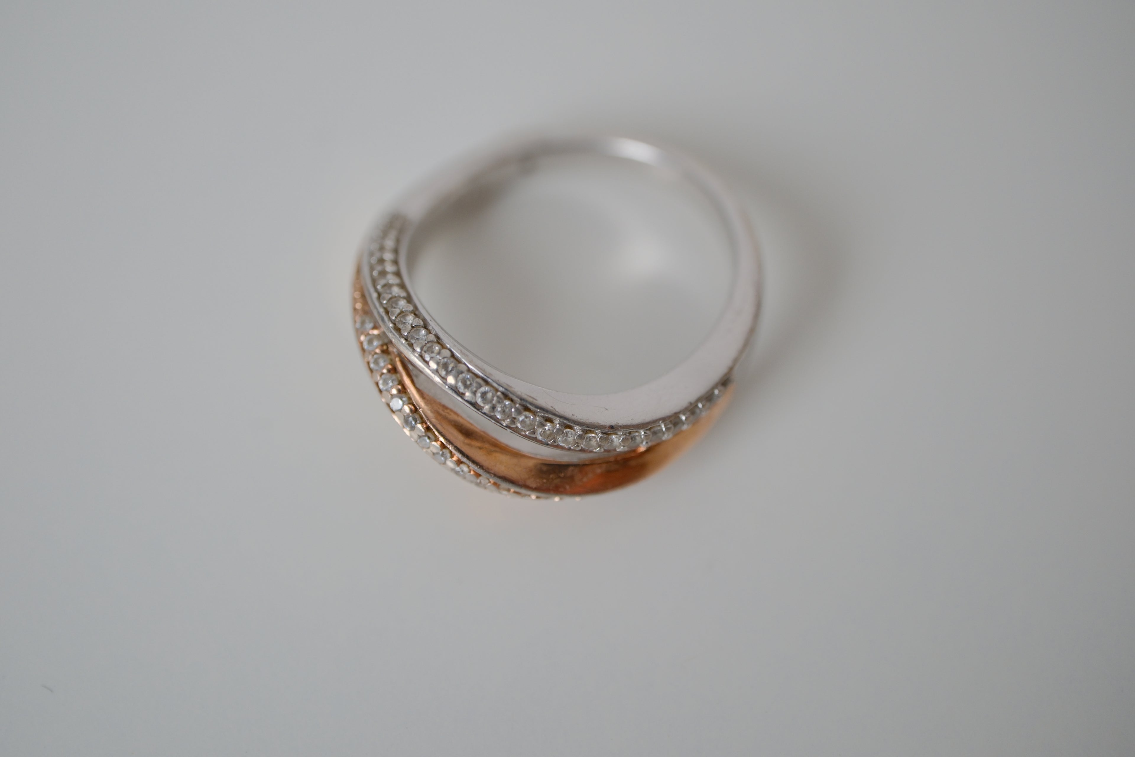 Sterling silver 3 tone crossover ring