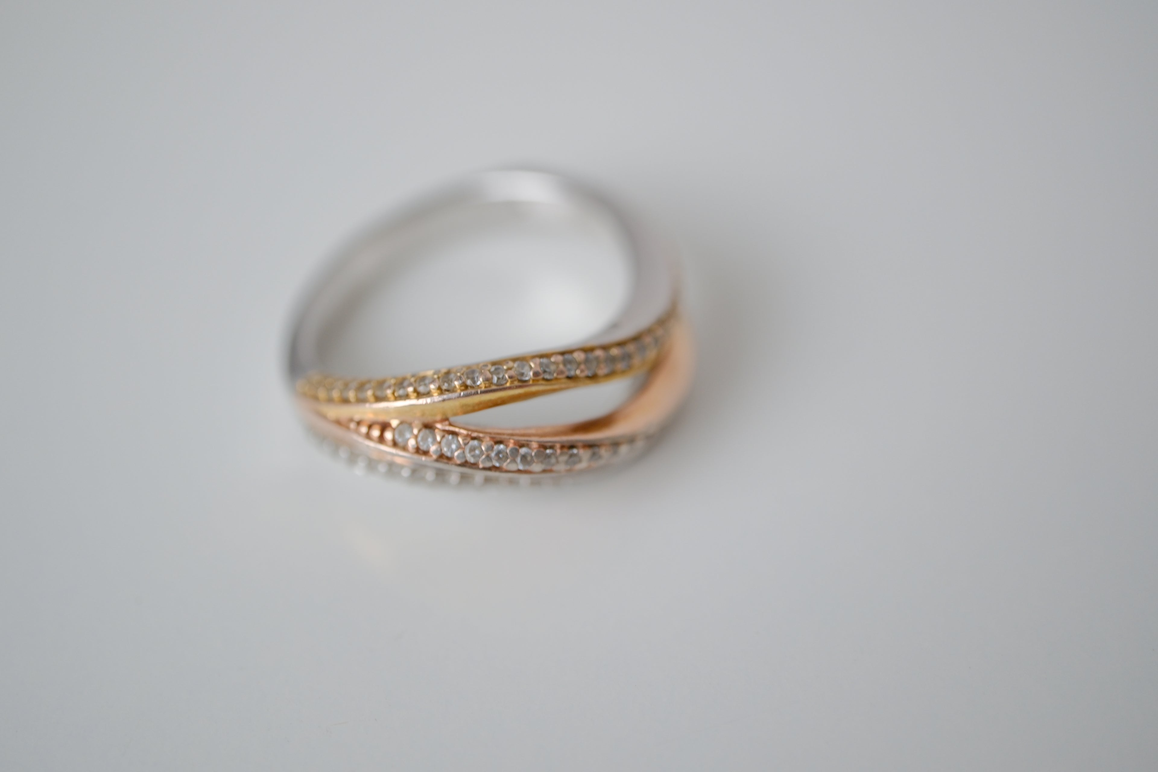 Sterling silver 3 tone crossover ring