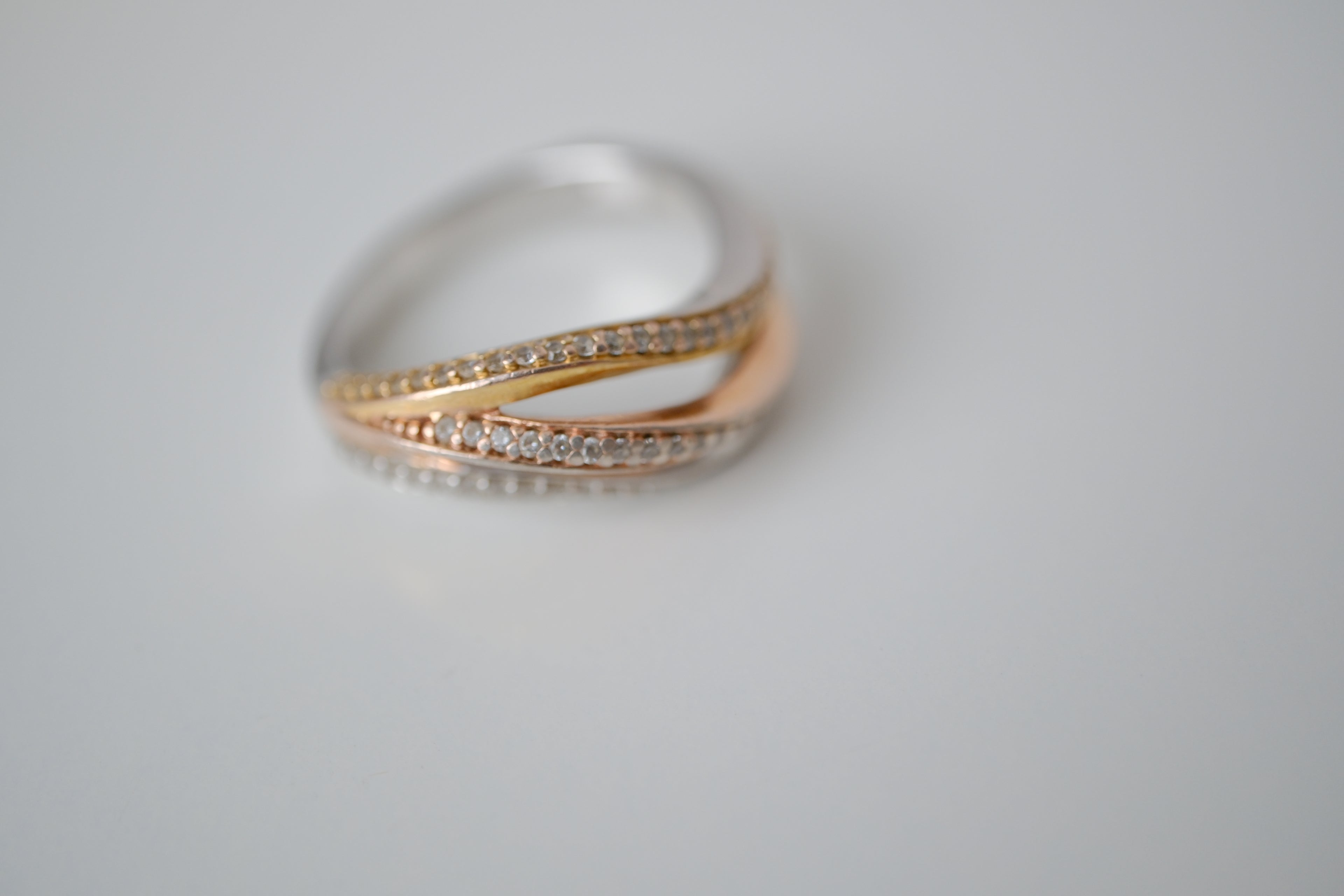 Sterling silver 3 tone crossover ring