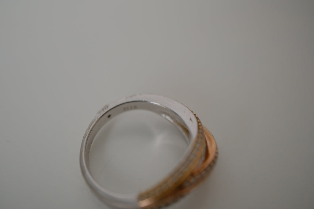 Sterling silver 3 tone crossover ring