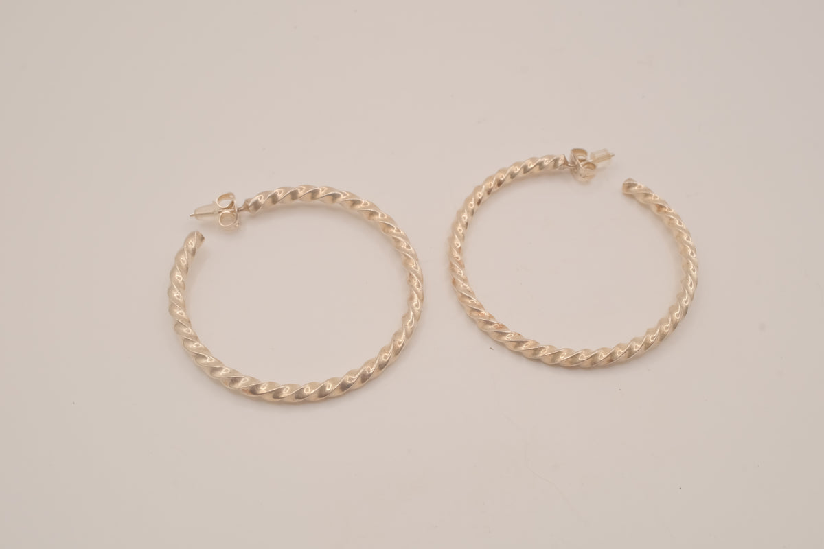 Sterling silver twisted hoop earrings