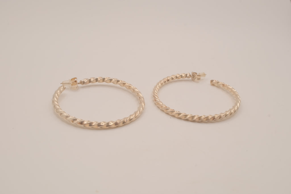 Sterling silver twisted hoop earrings