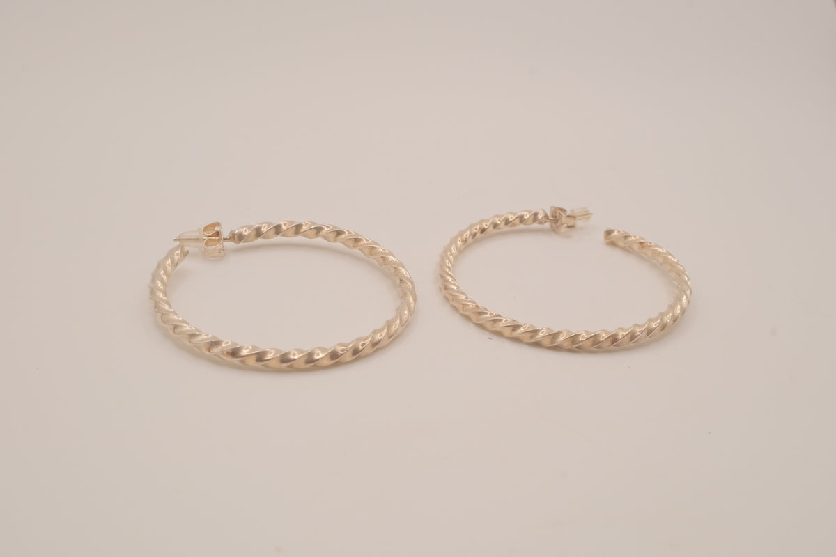 Sterling silver twisted hoop earrings