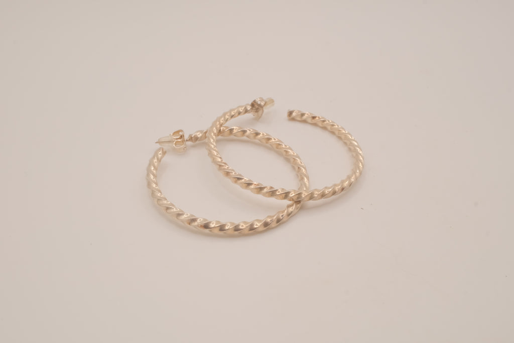 Sterling silver twisted hoop earrings
