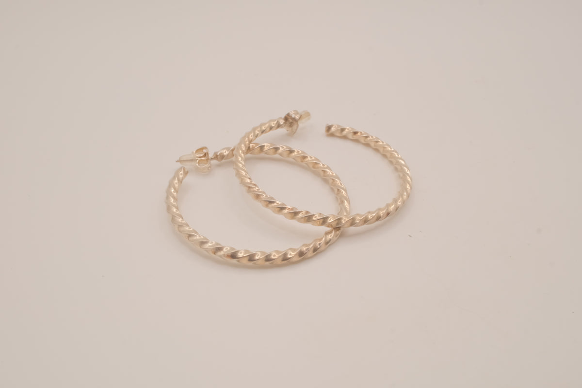 Sterling silver twisted hoop earrings