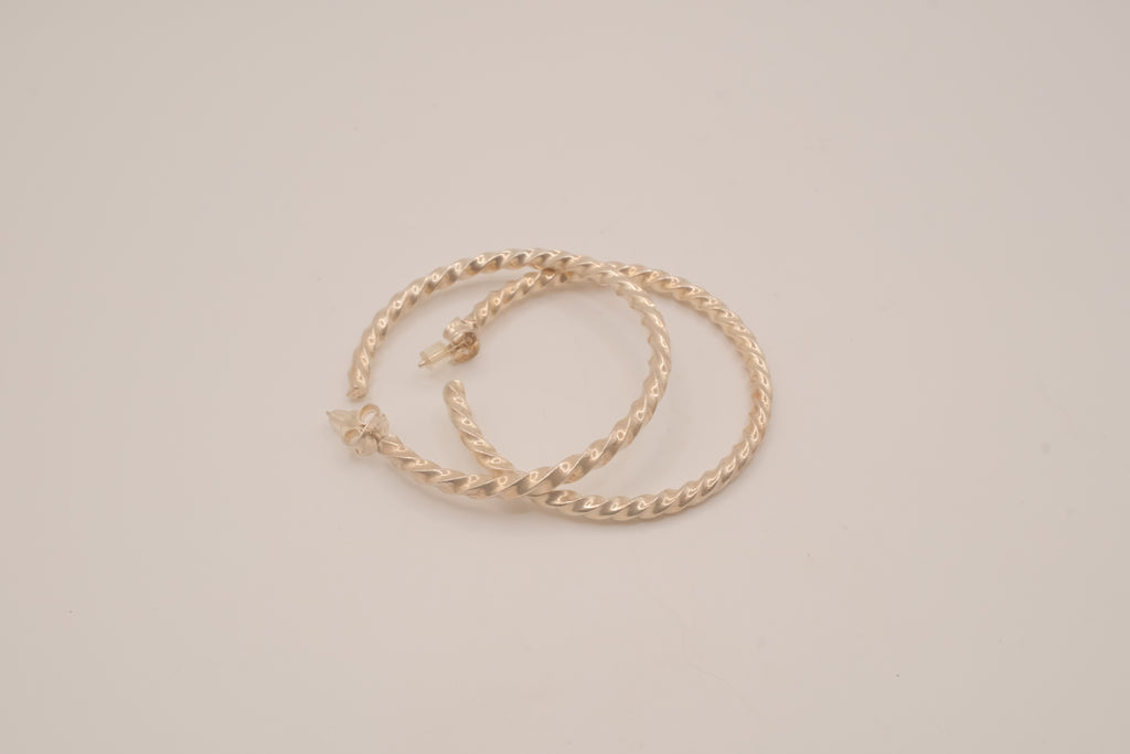 Sterling silver twisted hoop earrings