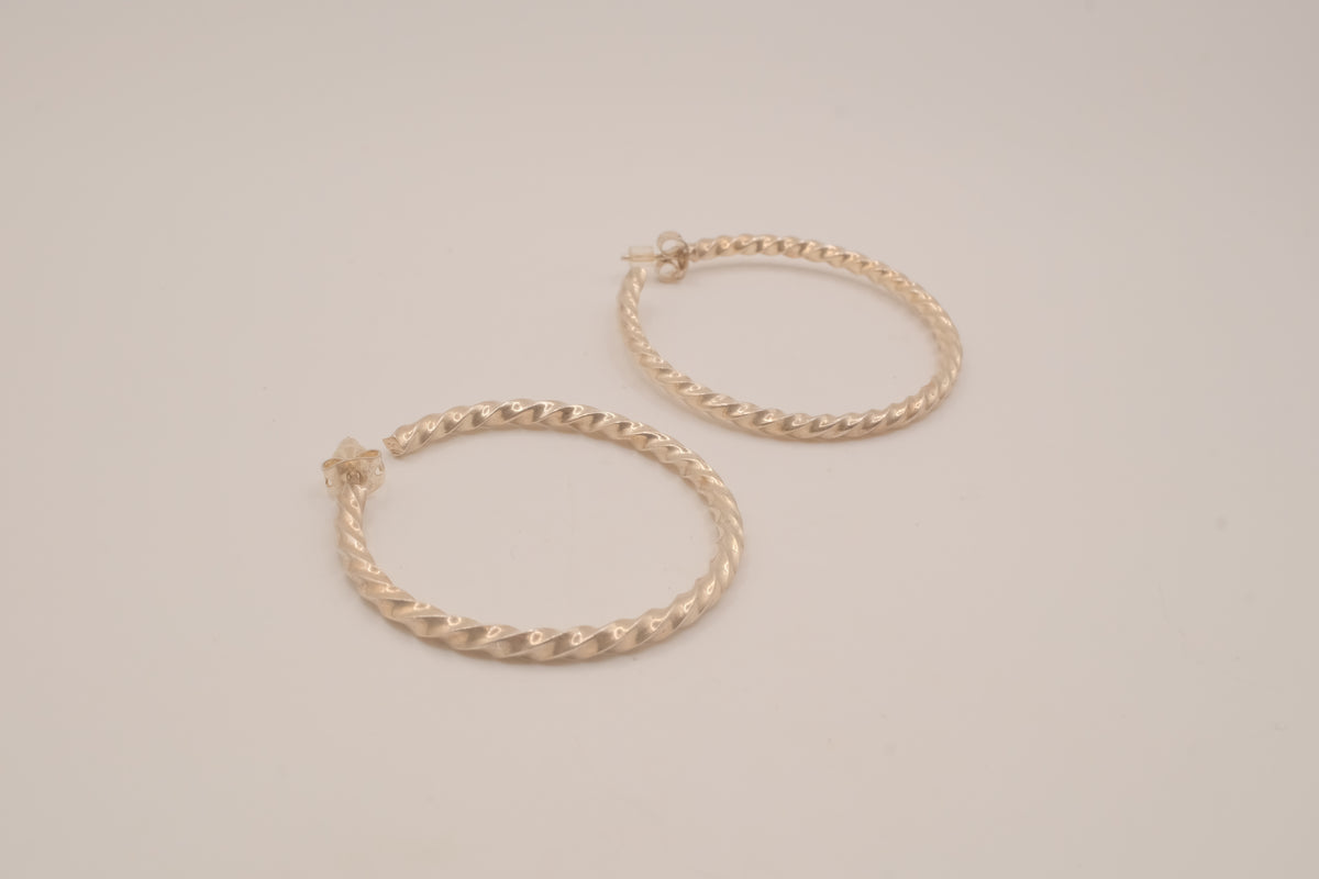 Sterling silver twisted hoop earrings