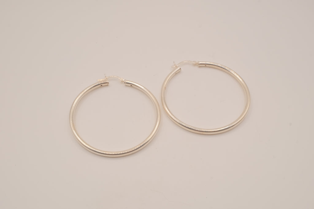 Sterling silver sleek hoop earrings
