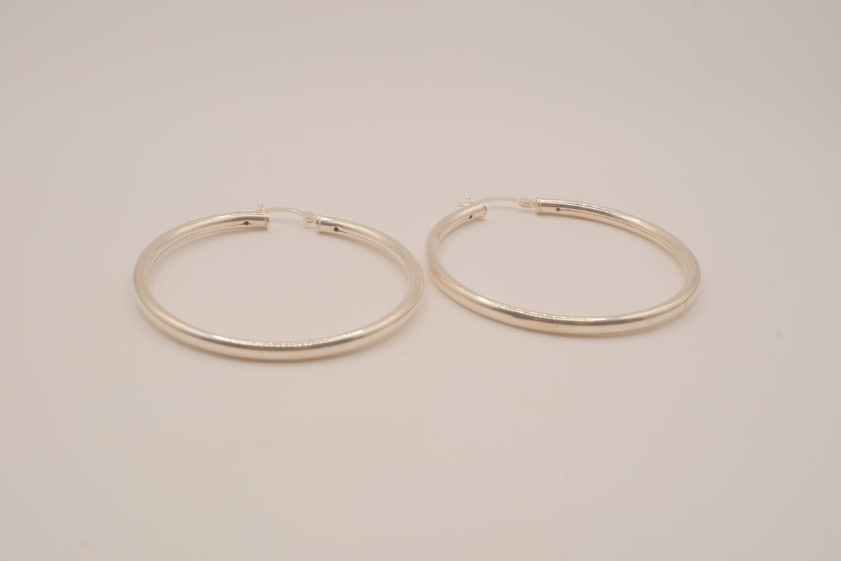 Sterling silver sleek hoop earrings