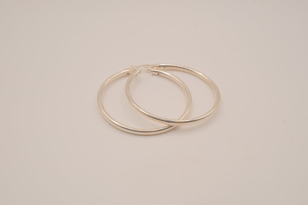 Sterling silver sleek hoop earrings