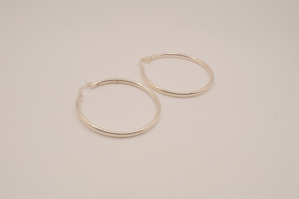Sterling silver sleek hoop earrings
