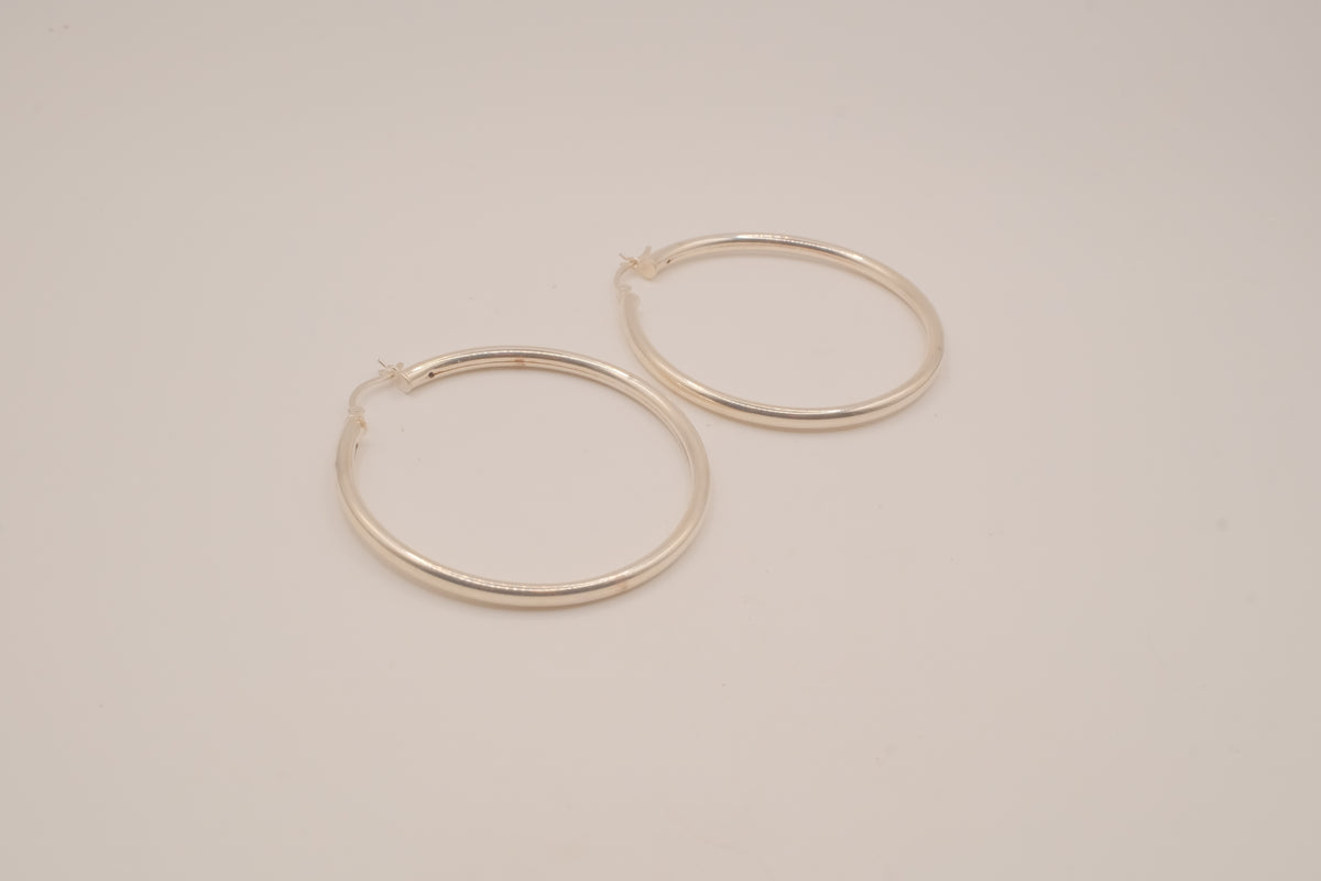 Sterling silver sleek hoop earrings