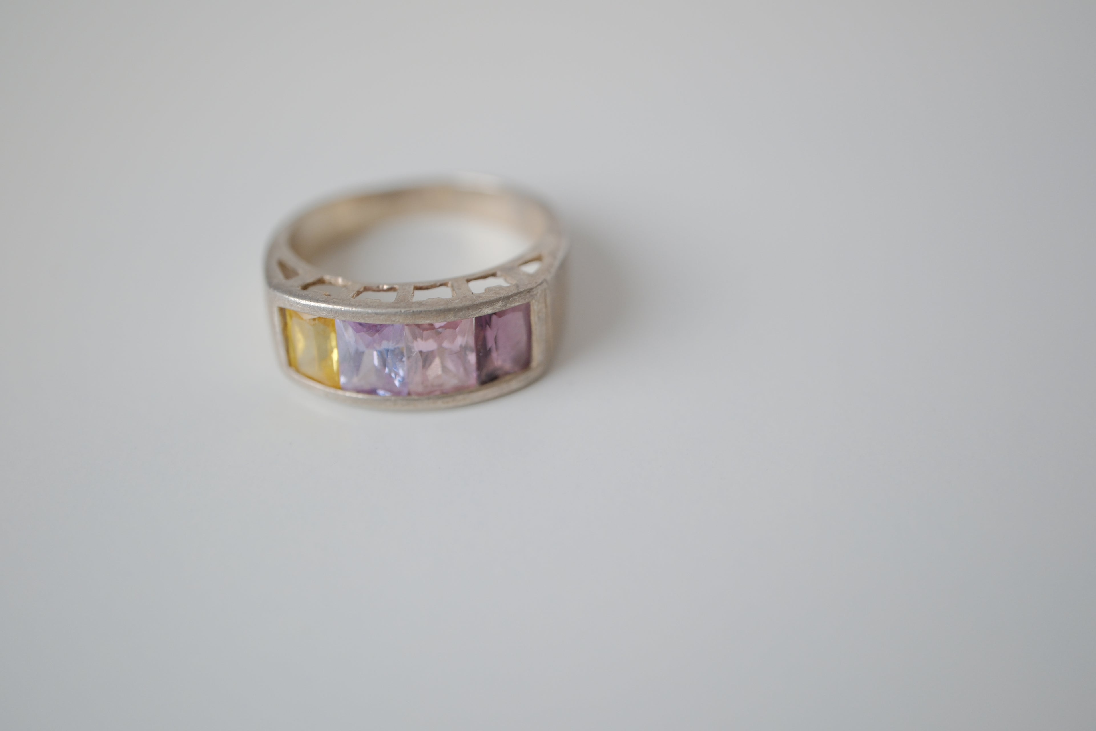 Vintage Sterling silver multi-colored ring