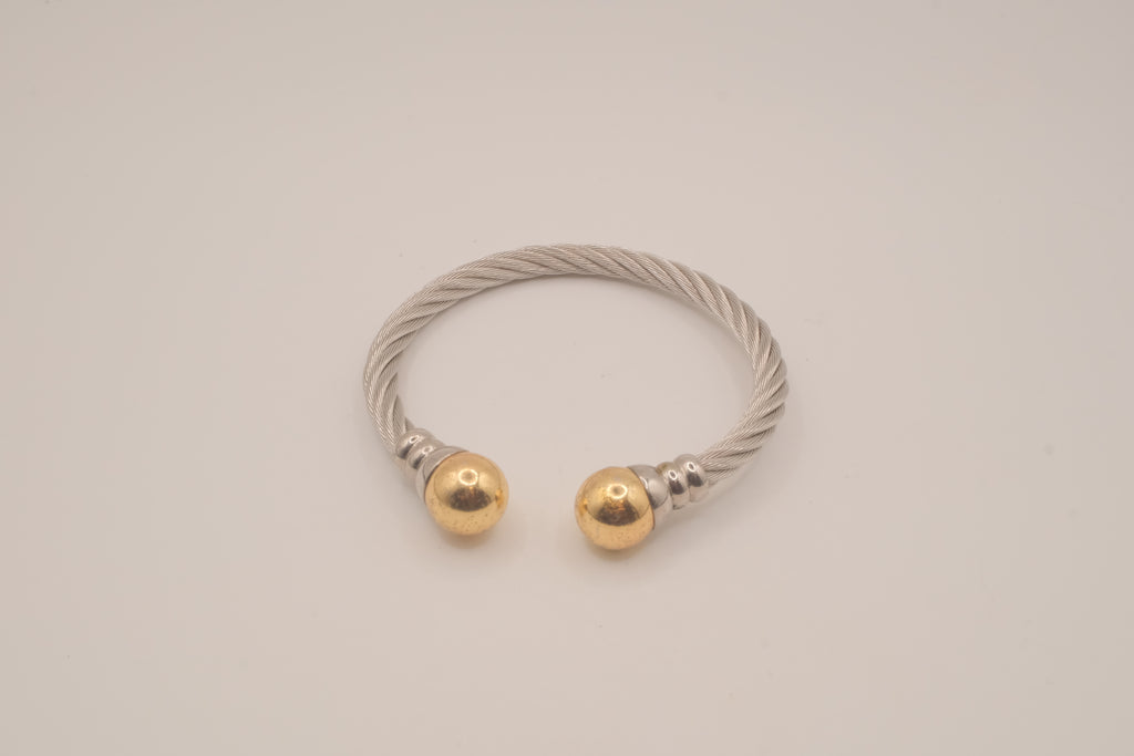 Two-tone twisted cable cuff bracelet