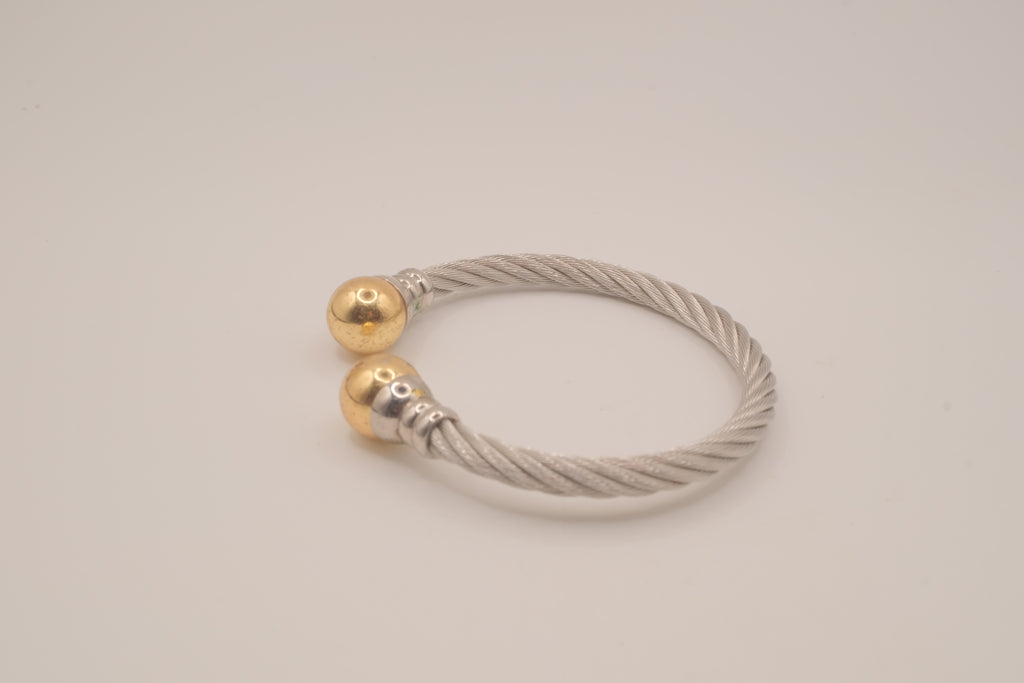 Two-tone twisted cable cuff bracelet