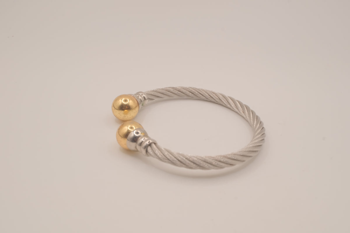 Two-tone twisted cable cuff bracelet