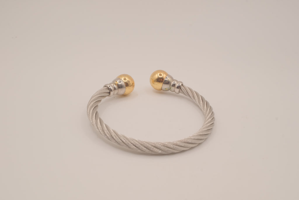 Two-tone twisted cable cuff bracelet