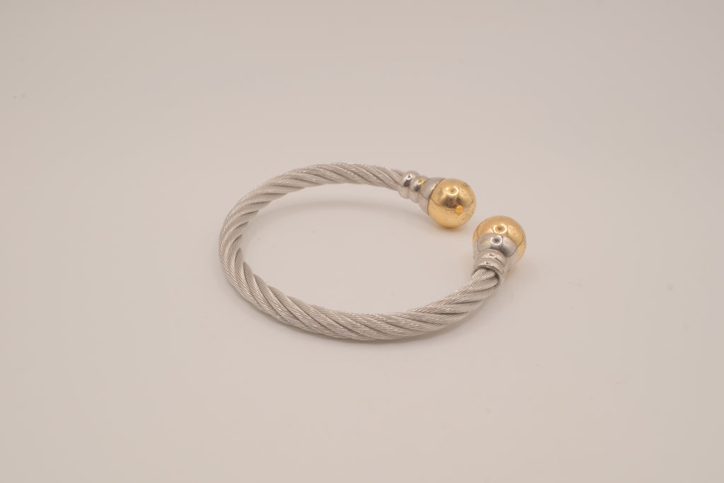 Two-tone twisted cable cuff bracelet