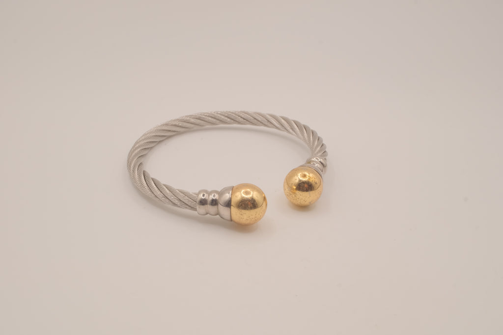 Two-tone twisted cable cuff bracelet