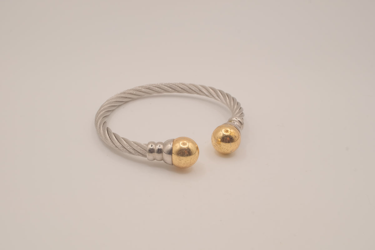 Two-tone twisted cable cuff bracelet