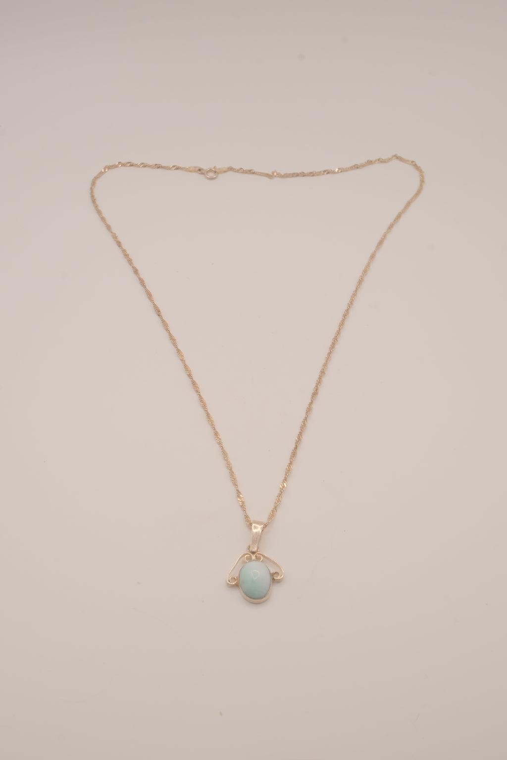 Vintage Sterling silver Larimar filigree pendant necklace