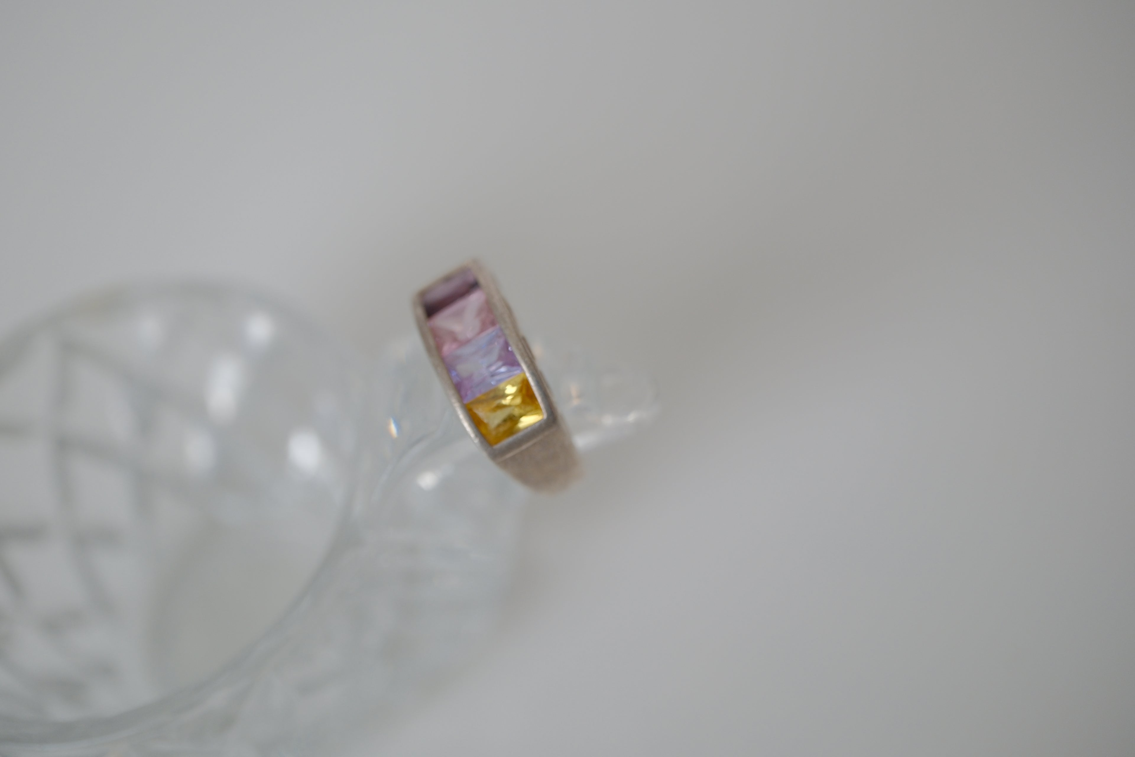 Vintage Sterling silver multi-colored ring