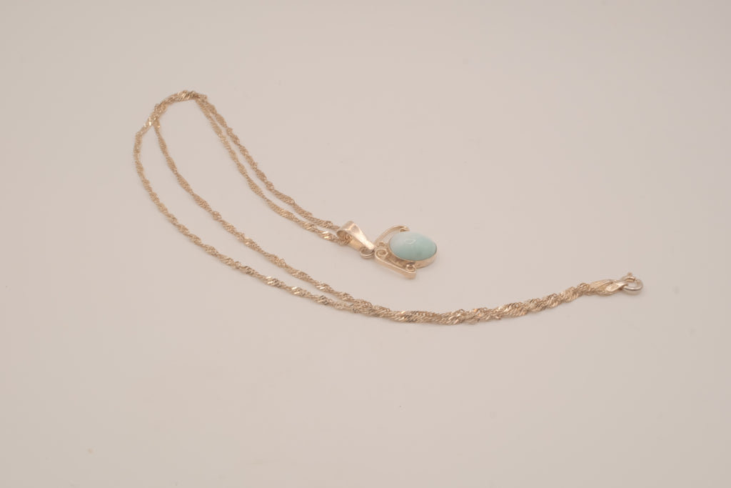 Vintage Sterling silver Larimar filigree pendant necklace