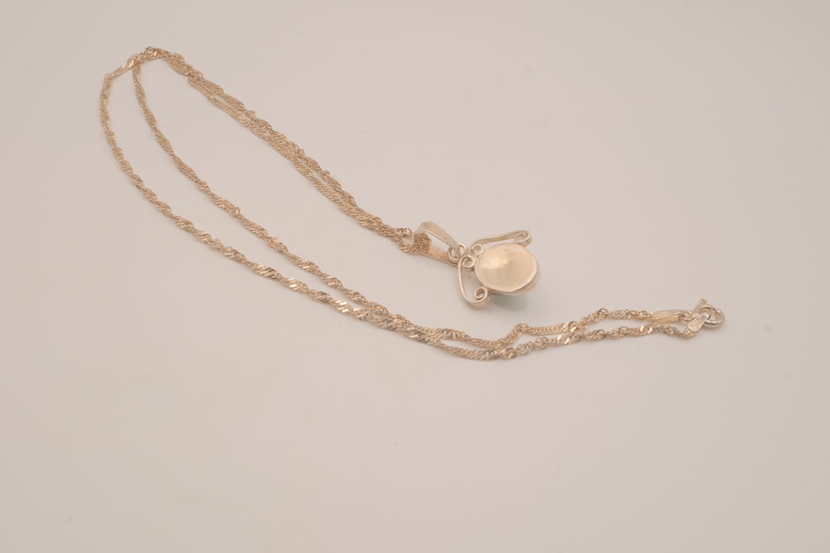 Vintage Sterling silver Larimar filigree pendant necklace