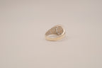 Vintage Sterling Silver Blue Opal &amp; White Topaz Dome Ring