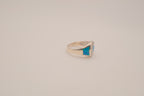 Vintage Sterling Silver Blue Opal &amp; White Topaz Dome Ring