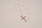 Sterling silver amethyst ribbon-style cross pendant necklace