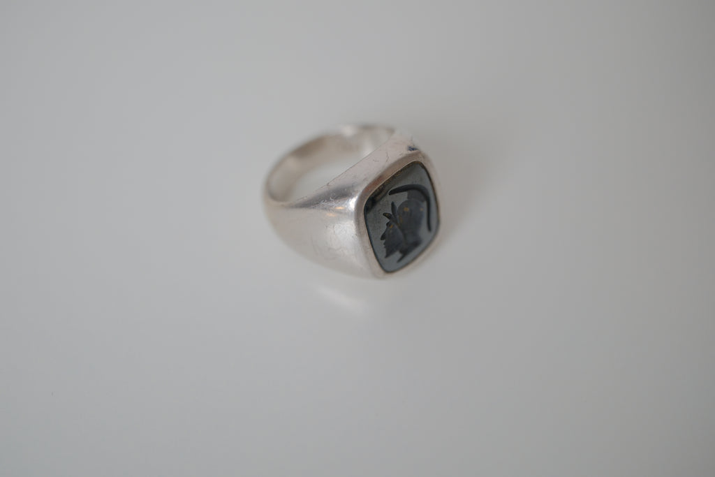 Vintage MHJ Sterling silver intaglio signet ring