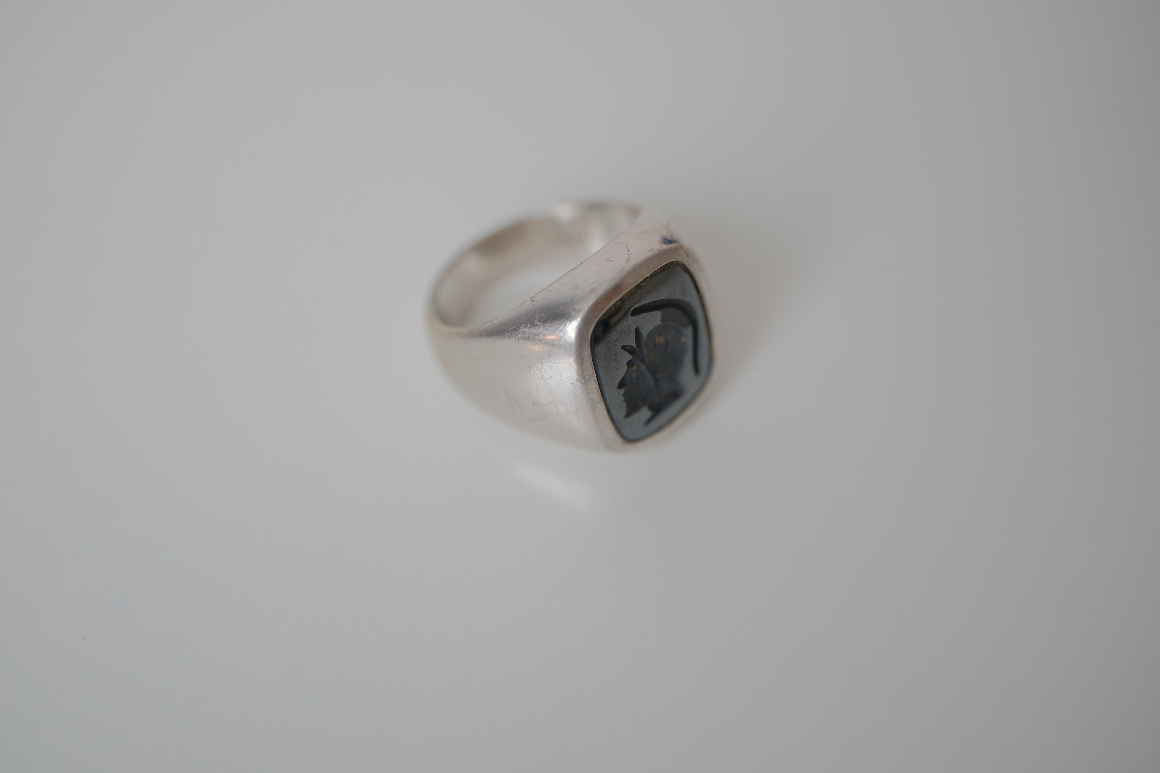 Vintage MHJ Sterling silver intaglio signet ring